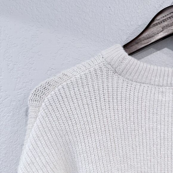 Zara Wool Blend Textured Patchwork Sweater Crew Neck Size Medium Pullover Knit - Picture 6 of 10